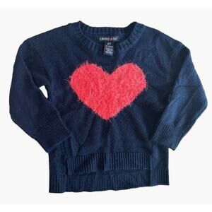 Limited Too Sweater Size 2T Heart Eyelash Texture Navy Hot Pink Valentine's Day
